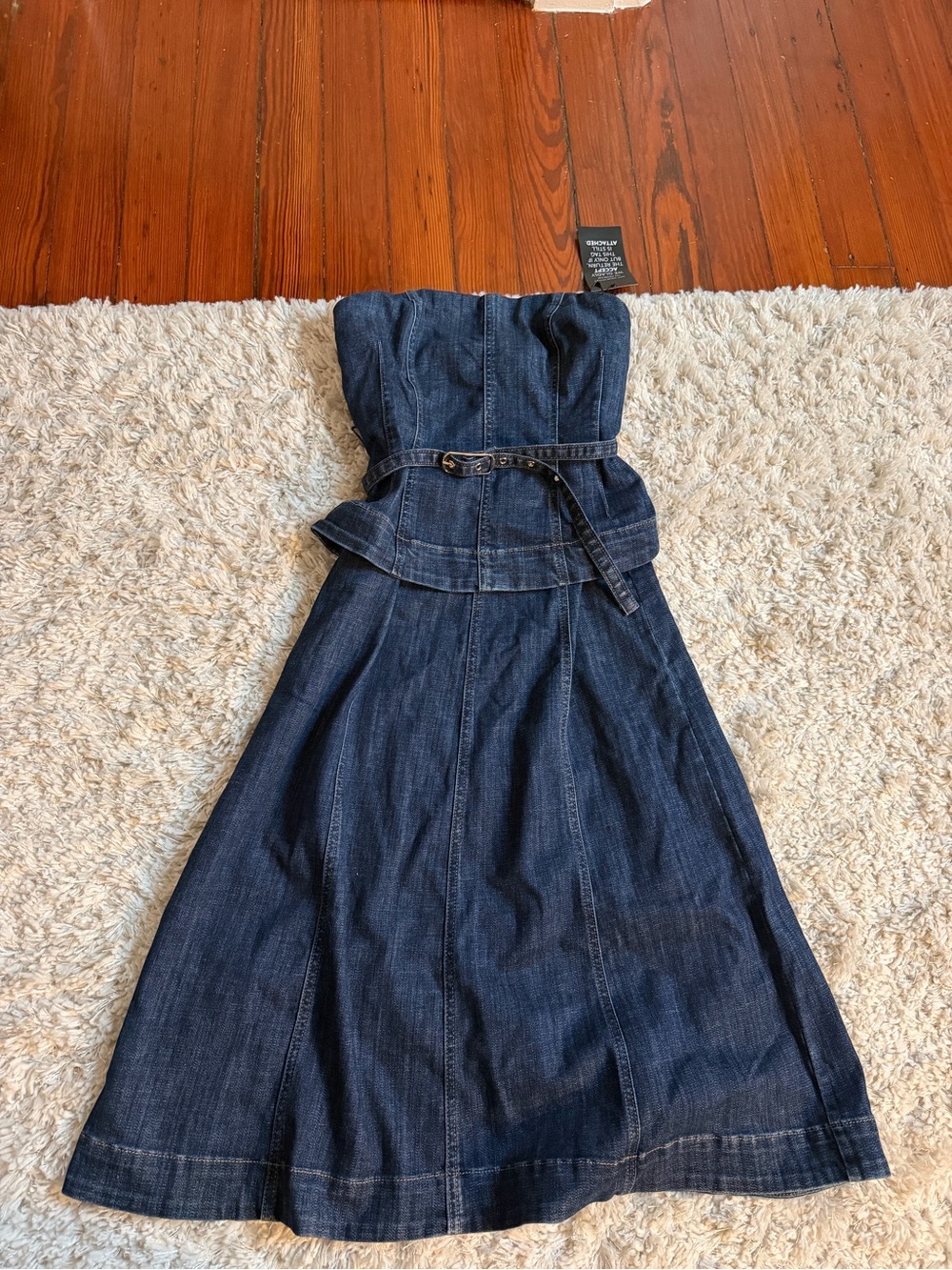White House Black Market Dark Indigo Strapless Denim Dress